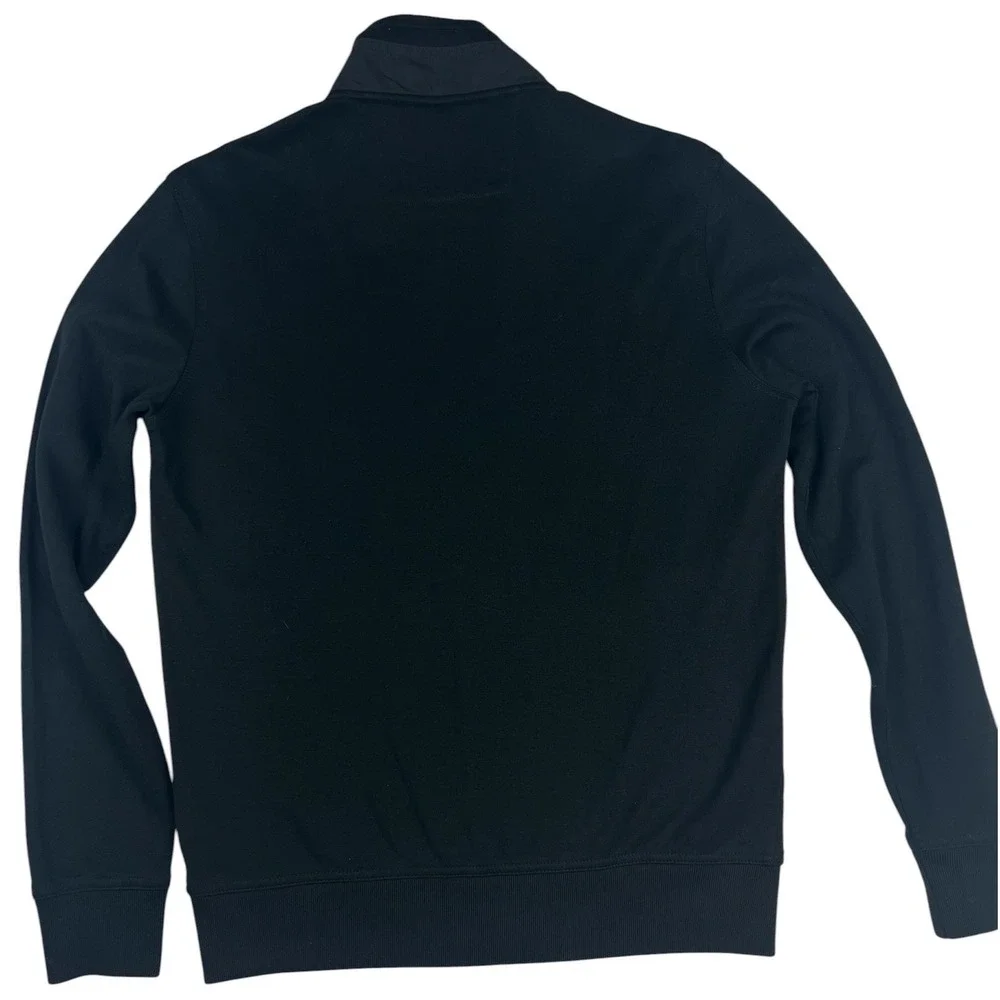 Banana Republic Quilted Knit Jacket M Black Full Zip Modern Sleek Casual Preppy